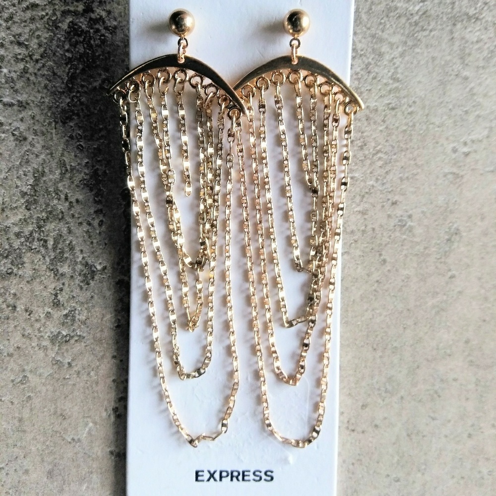 Express Gold Tone Earrings New